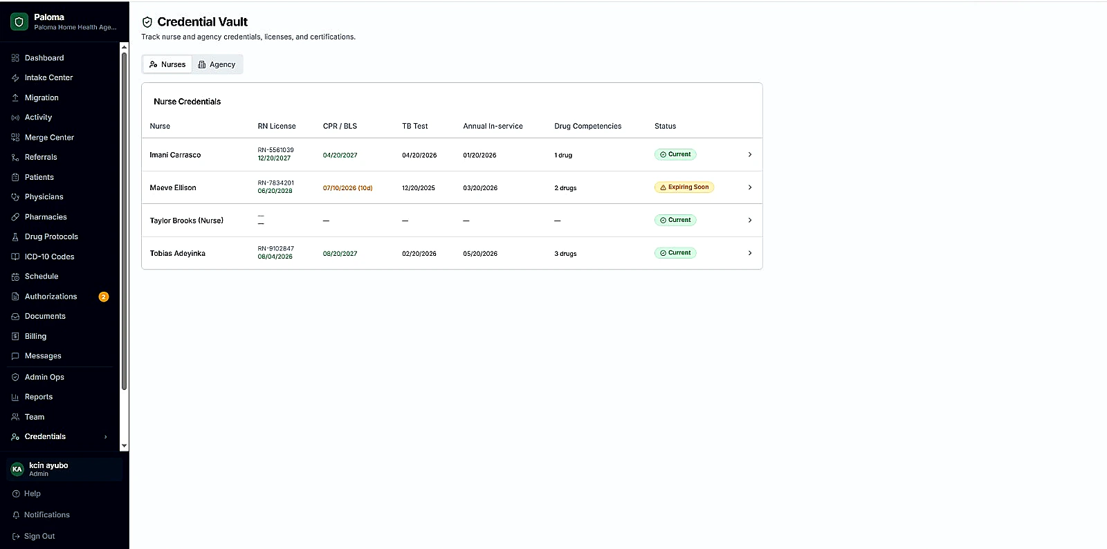 Paloma Credential Vault screenshot